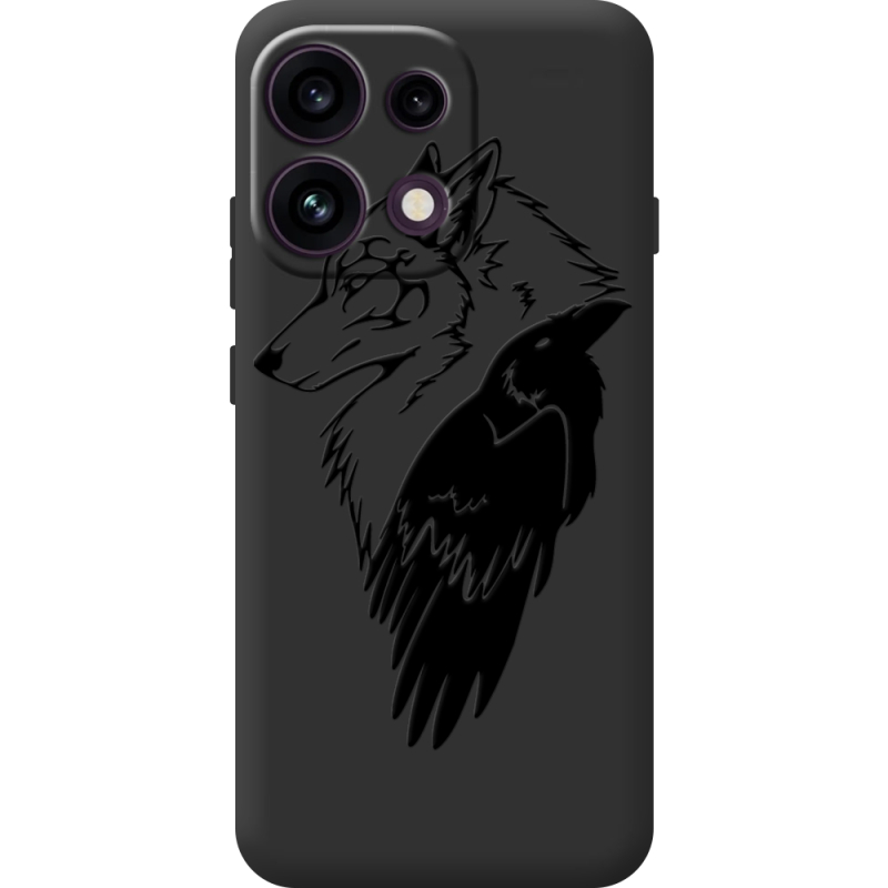 Чорний чохол BoxFace OPPO Reno 16F Wolf and Raven