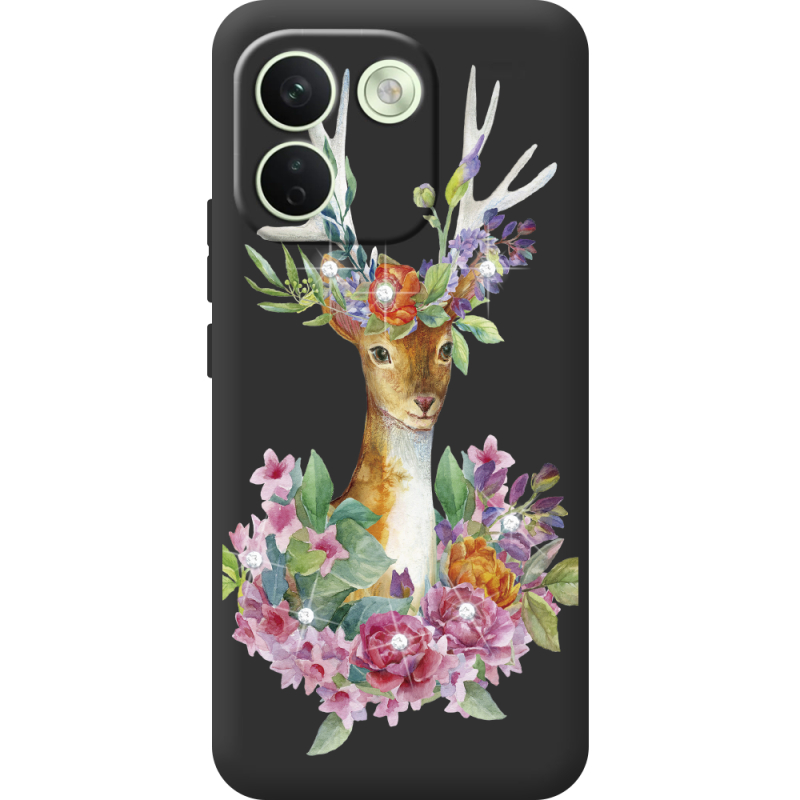 Чохол зі стразами Xiaomi Redmi Note 17 Pro Max Deer with flowers