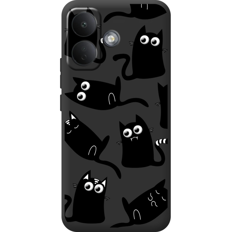 Прозорий чохол BoxFace Poco X8 5G с 3D-глазками Black Kitty
