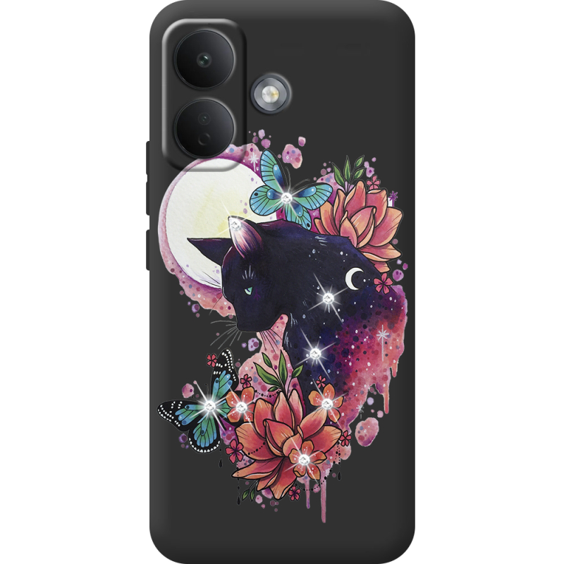 Чохол зі стразами Poco X8 5G Cat in Flowers