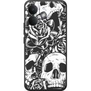 Чорний чохол BoxFace Poco X8 5G Skull and Roses