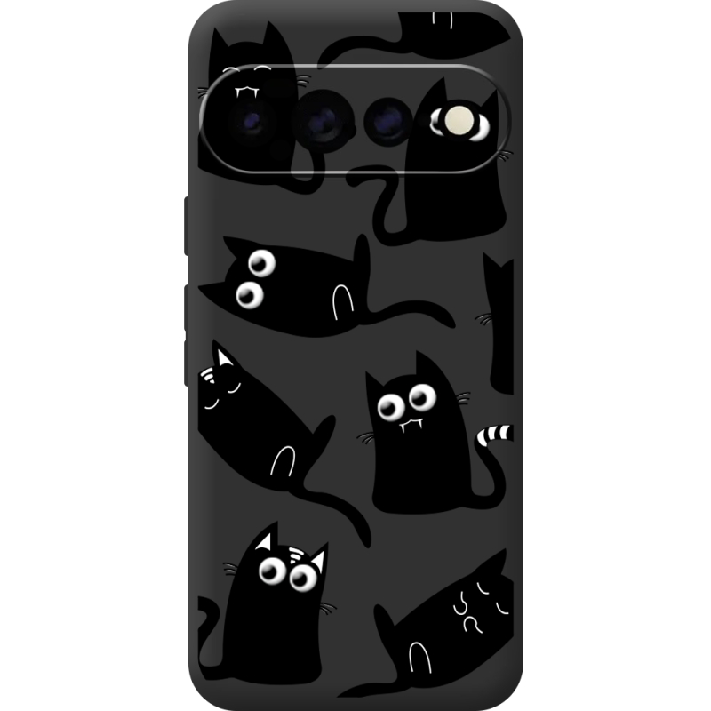 Прозорий чохол BoxFace Google Pixel 11 Pro XL с 3D-глазками Black Kitty