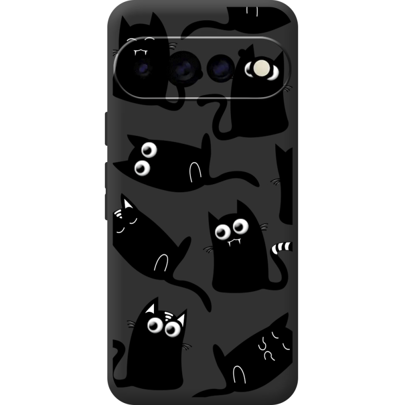 Прозорий чохол BoxFace Google Pixel 11 Pro с 3D-глазками Black Kitty