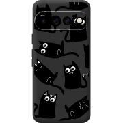 Прозорий чохол BoxFace Google Pixel 11 Pro с 3D-глазками Black Kitty