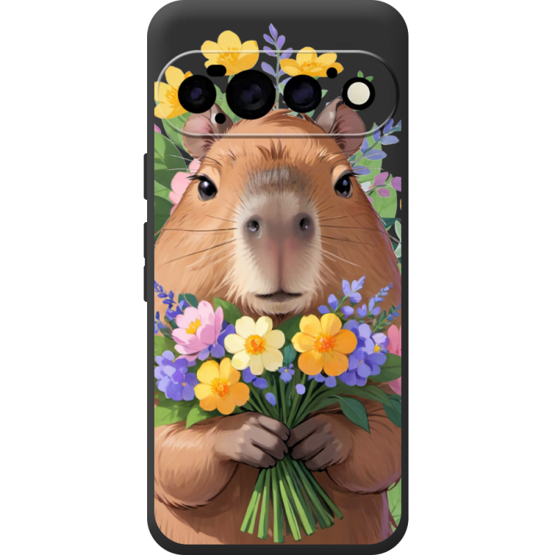Прозорий чохол BoxFace Google Pixel 11 Pro Капибара з квітами