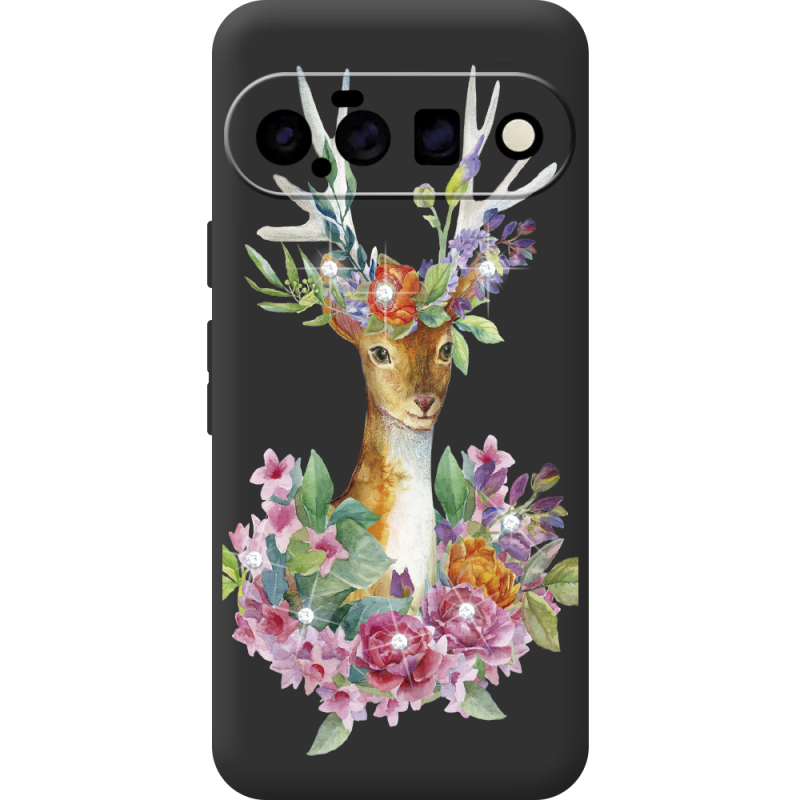 Чохол зі стразами для Google Pixel 11 Deer with flowers