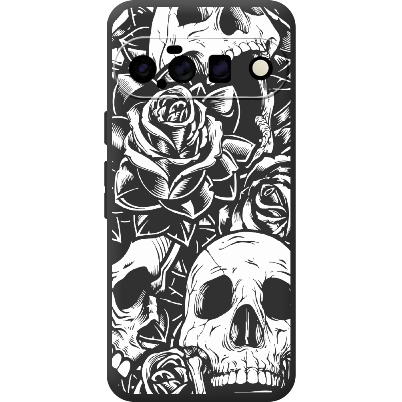 Чорний чохол BoxFace Google Pixel 11 Skull and Roses