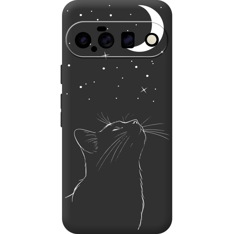 Чорний чохол BoxFace Google Pixel 11 Місячний кіт