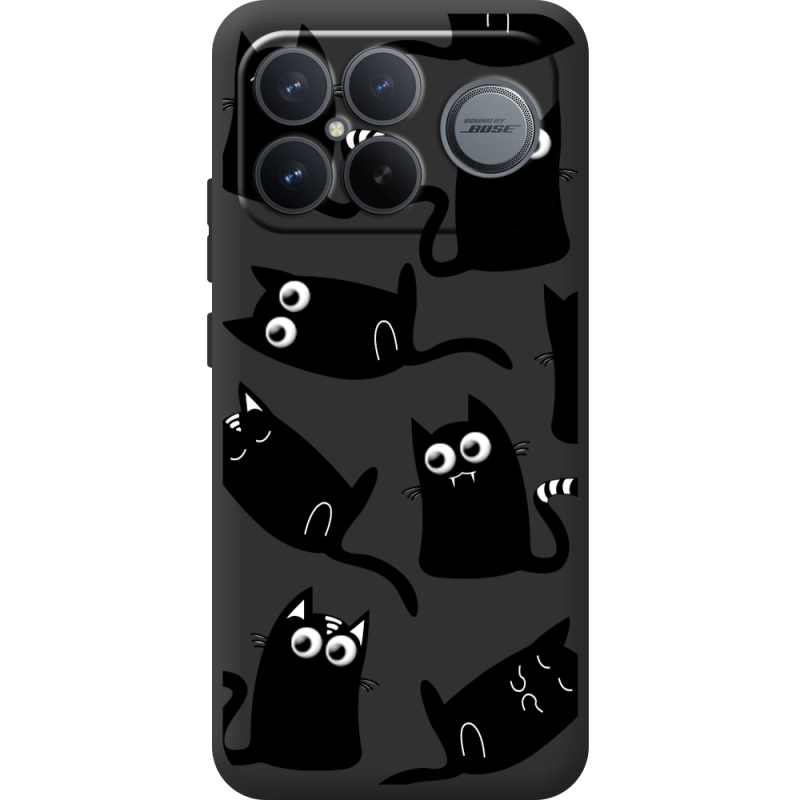 Прозорий чохол BoxFace Poco F8 Ultra с 3D-глазками Black Kitty