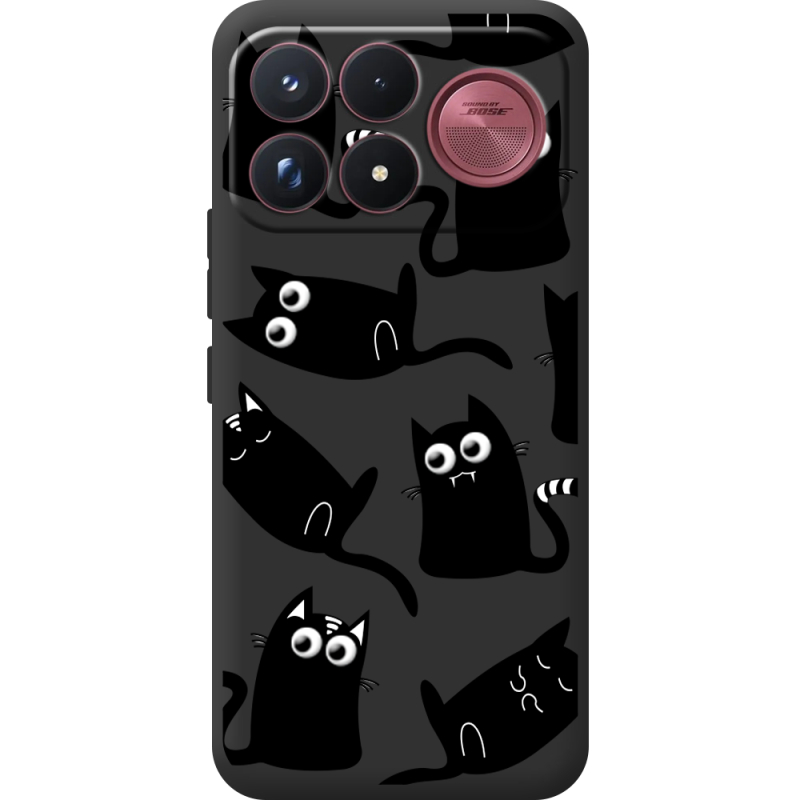Прозорий чохол BoxFace Poco F9 Ultra с 3D-глазками Black Kitty