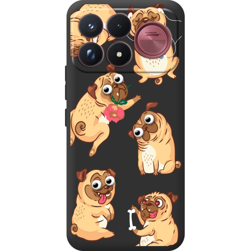 Прозорий чохол BoxFace Poco F9 Ultra с 3D-глазками Pug