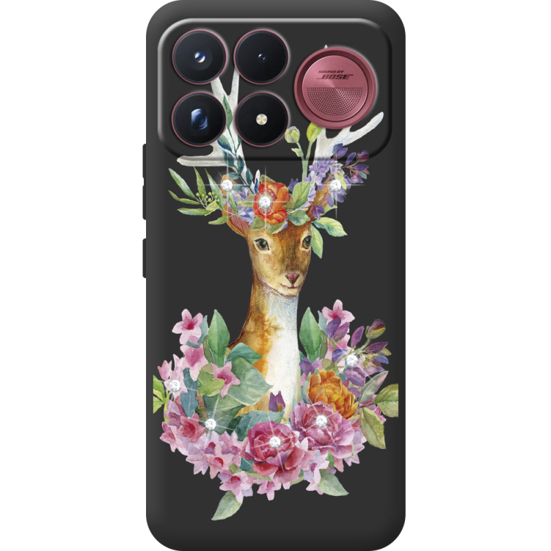 Чохол зі стразами Poco F9 Ultra Deer with flowers