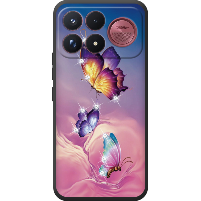 Чохол зі стразами Poco F9 Ultra Butterflies