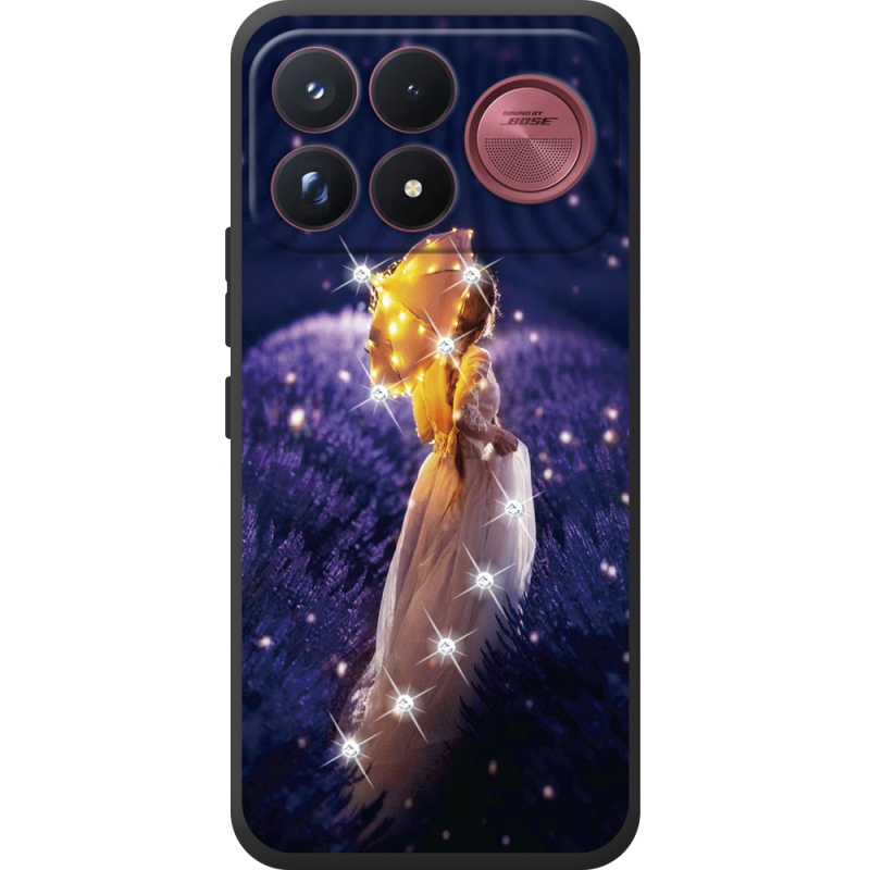Чохол зі стразами Poco F9 Ultra Girl with Umbrella