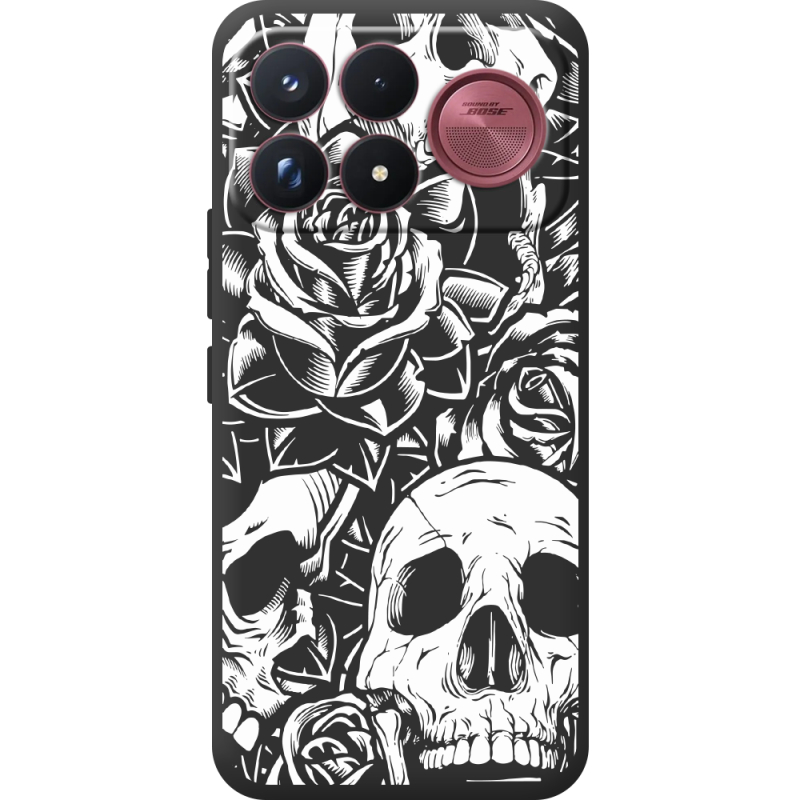 Чорний чохол BoxFace Poco F9 Ultra Skull and Roses