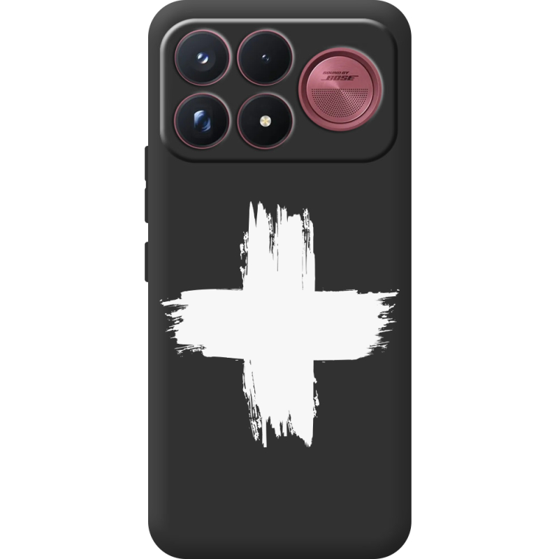 Чорний чохол BoxFace Poco F9 Ultra Білий хрест ЗСУ