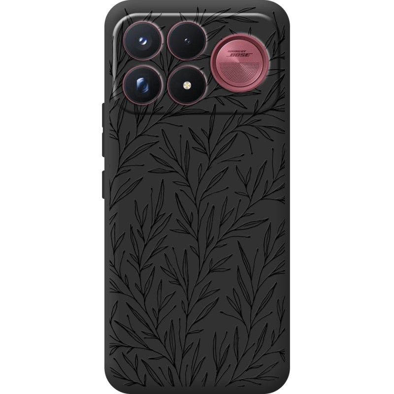 Чорний чохол BoxFace Poco F9 Ultra Leaves