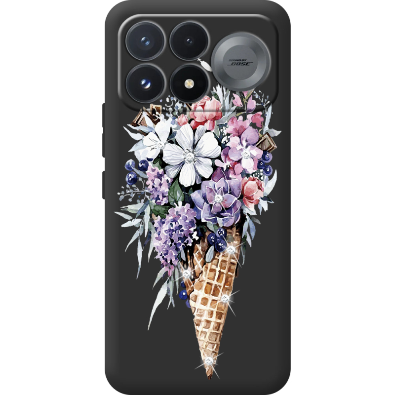 Чохол зі стразами Poco F9 Pro Ice Cream Flowers