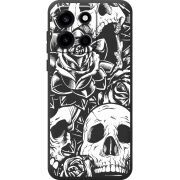 Чорний чохол BoxFace OnePlus Nord 6 Skull and Roses