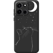 Чорний чохол BoxFace OnePlus Nord 6 Місячний кіт
