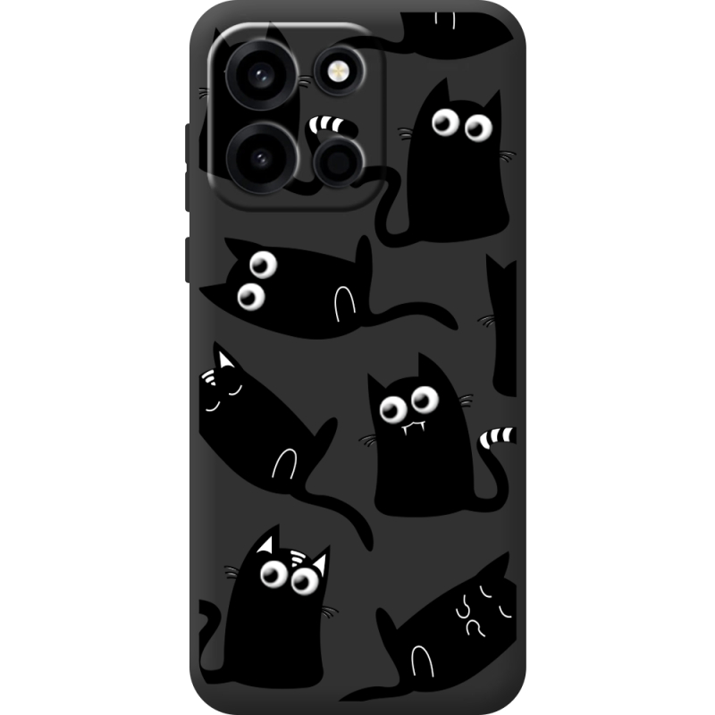 Прозорий чохол BoxFace OnePlus Nord 6 с 3D-глазками Black Kitty