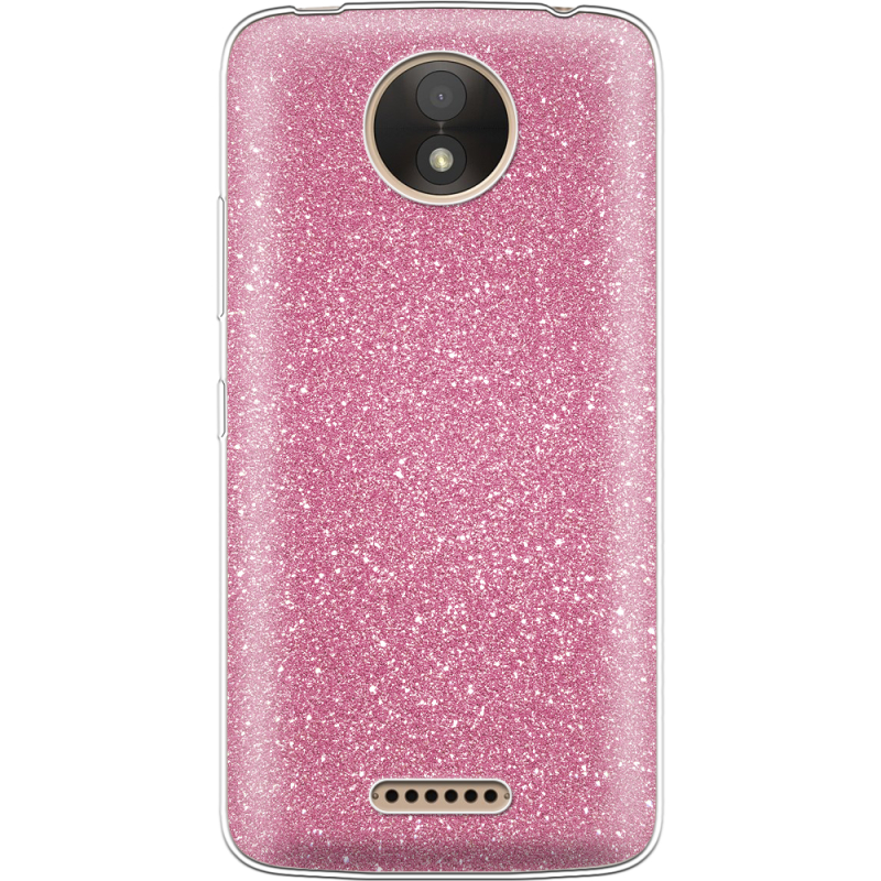 Чехол с блёстками Motorola Moto C Plus XT1723 Розовый