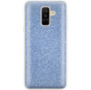 Чехол с блёстками Samsung A605 Galaxy A6 Plus 2018 Голубой