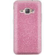 Чехол с блёстками Samsung J120H Galaxy J1 2016 Розовый