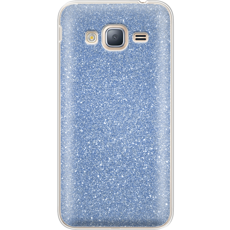 Чехол с блёстками Samsung J320 Galaxy J3 Голубой