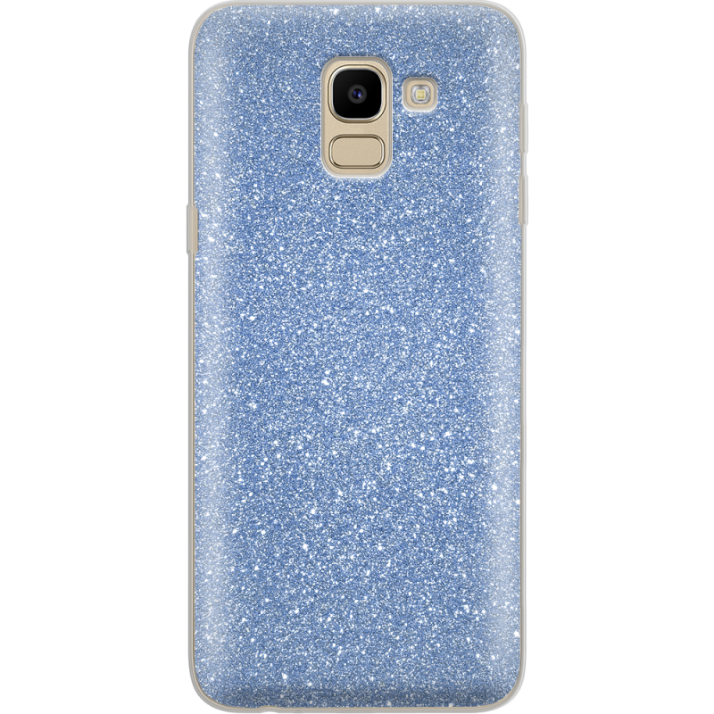 Чехол с блёстками Samsung J600 Galaxy J6 2018 Голубой