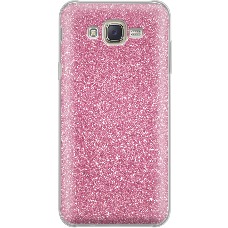 Чехол с блёстками Samsung J700H Galaxy J7 Розовый