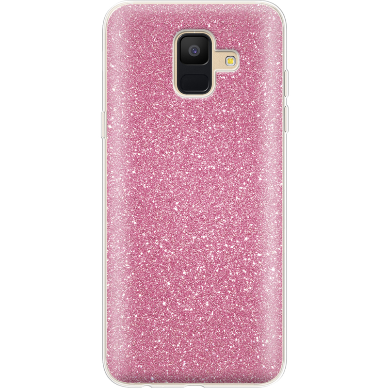 Чехол с блёстками Samsung A600 Galaxy A6 2018 Розовый