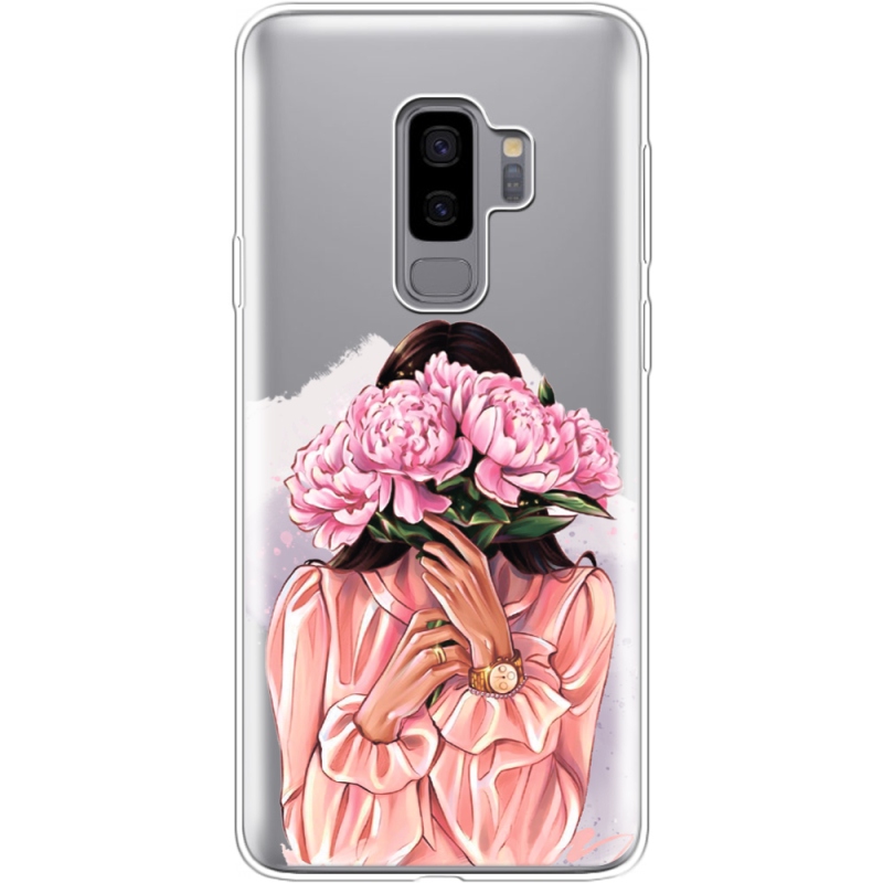 Прозрачный чехол Uprint Samsung G965 Galaxy S9 Plus Девушка с Пионами