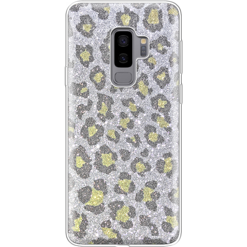 Чехол с блёстками Samsung G965 Galaxy S9 Plus Леопард