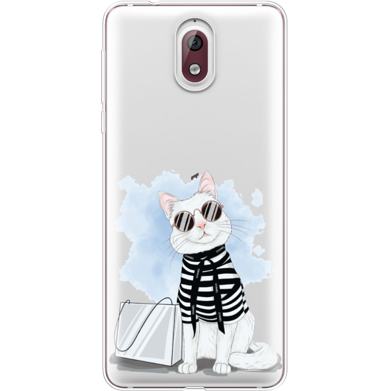 Прозрачный чехол Uprint Nokia 3.1 Cat Style