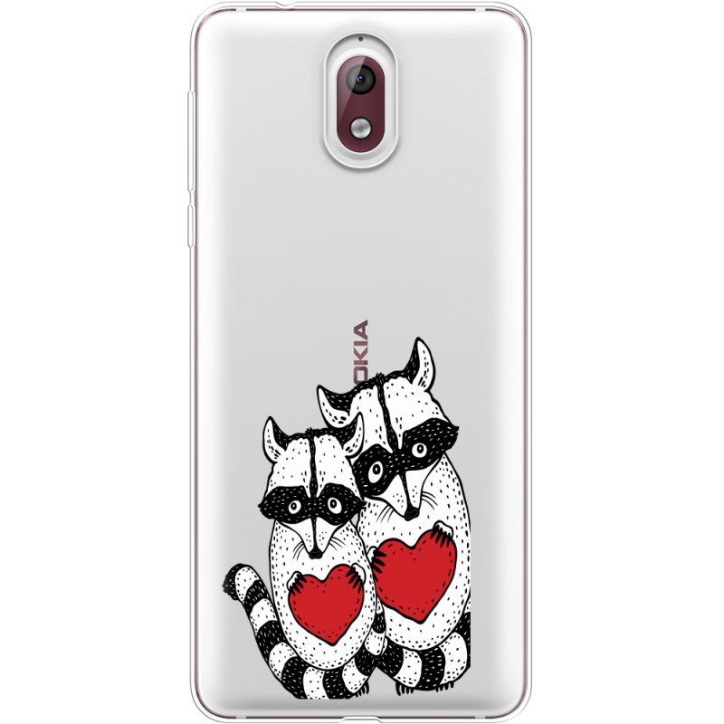 Прозрачный чехол Uprint Nokia 3.1 Raccoons in love