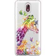 Прозрачный чехол Uprint Nokia 3.1 Colorful Giraffe