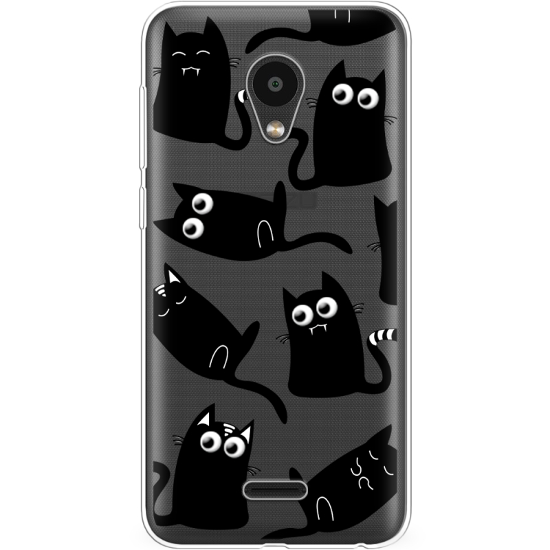 Прозрачный чехол Uprint Meizu C9 с 3D-глазками Black Kitty