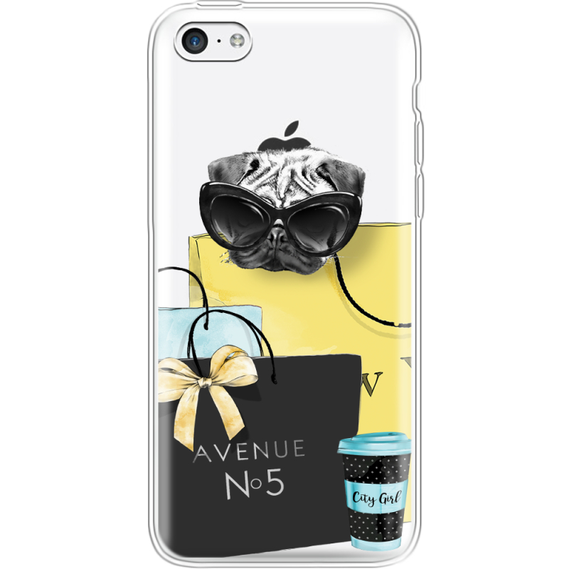 Прозрачный чехол Uprint Apple iPhone 5С Fashion Pug