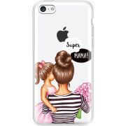 Прозрачный чехол Uprint Apple iPhone 5С Super Mama and Daughter