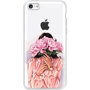 Прозрачный чехол Uprint Apple iPhone 5С Девушка с Пионами