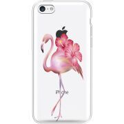 Прозрачный чехол Uprint Apple iPhone 5С Floral Flamingo