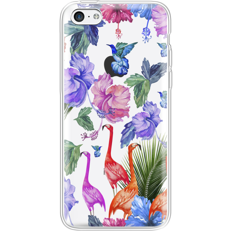 Прозрачный чехол Uprint Apple iPhone 5С Flamingo