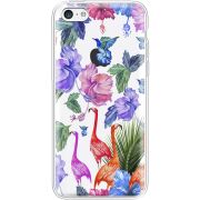 Прозрачный чехол Uprint Apple iPhone 5С Flamingo