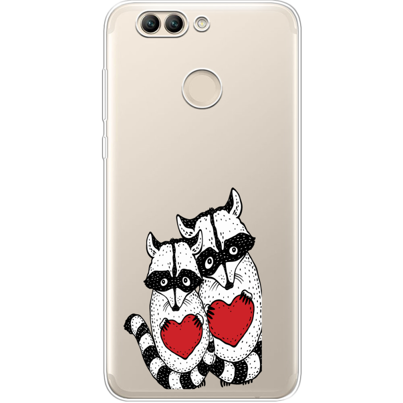 Прозрачный чехол Uprint Huawei Nova 2 Raccoons in love