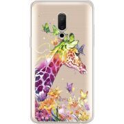 Прозрачный чехол Uprint Meizu 15 Plus Colorful Giraffe