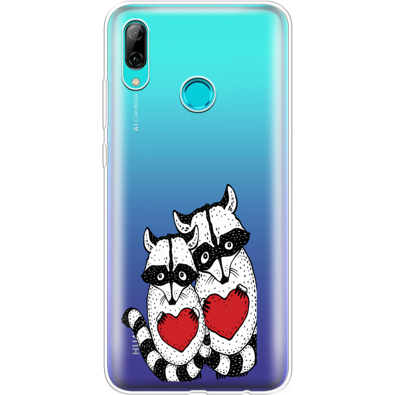 Прозрачный чехол Uprint Huawei P Smart 2019 Raccoons in love