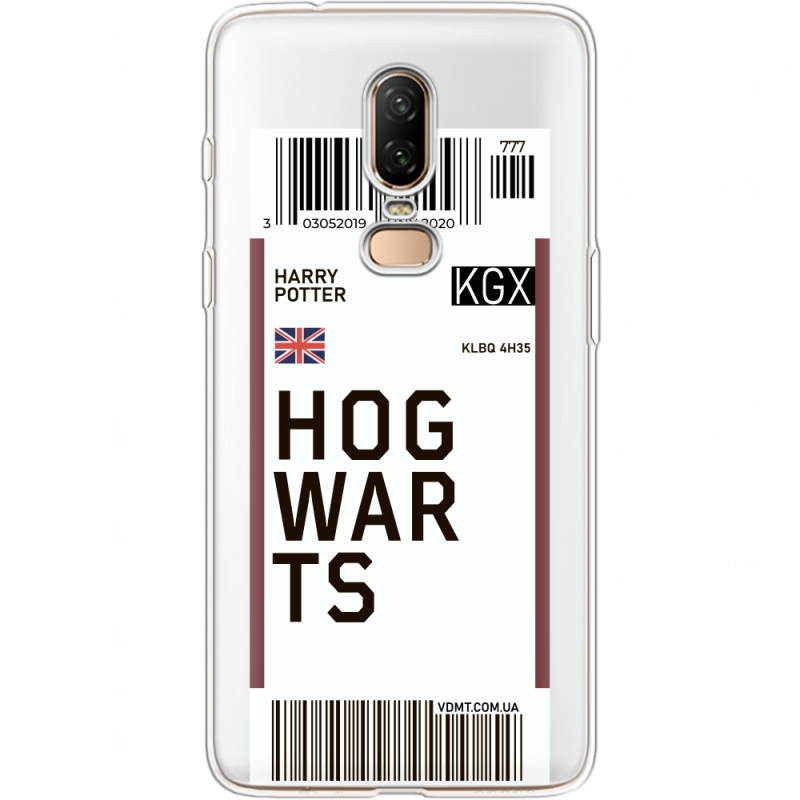 Прозрачный чехол Uprint OnePlus 6 Ticket Hogwarts