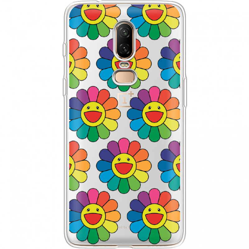 Прозрачный чехол Uprint OnePlus 6 Hippie Flowers