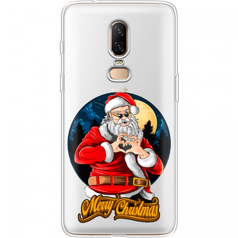 Прозрачный чехол Uprint OnePlus 6 Cool Santa